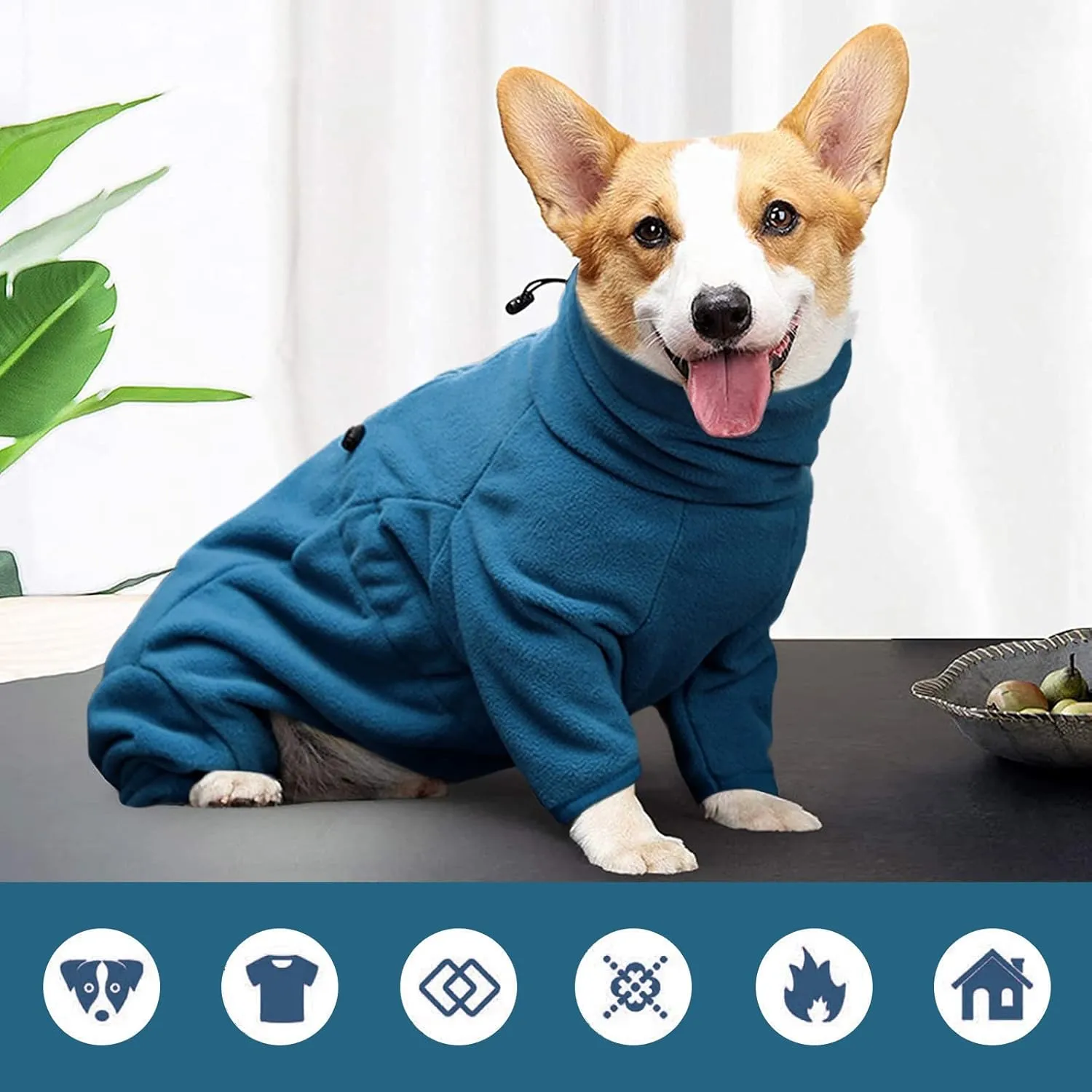 ROZKITCH Dog Winter Coat Soft Fleece Pullover Pajamas, Pet Windproof Warm Cold Weather Jacket Vest Cozy Jumpsuit Apparel Outfit Clothes for Small Medium Large Dog Walking Sleep XS