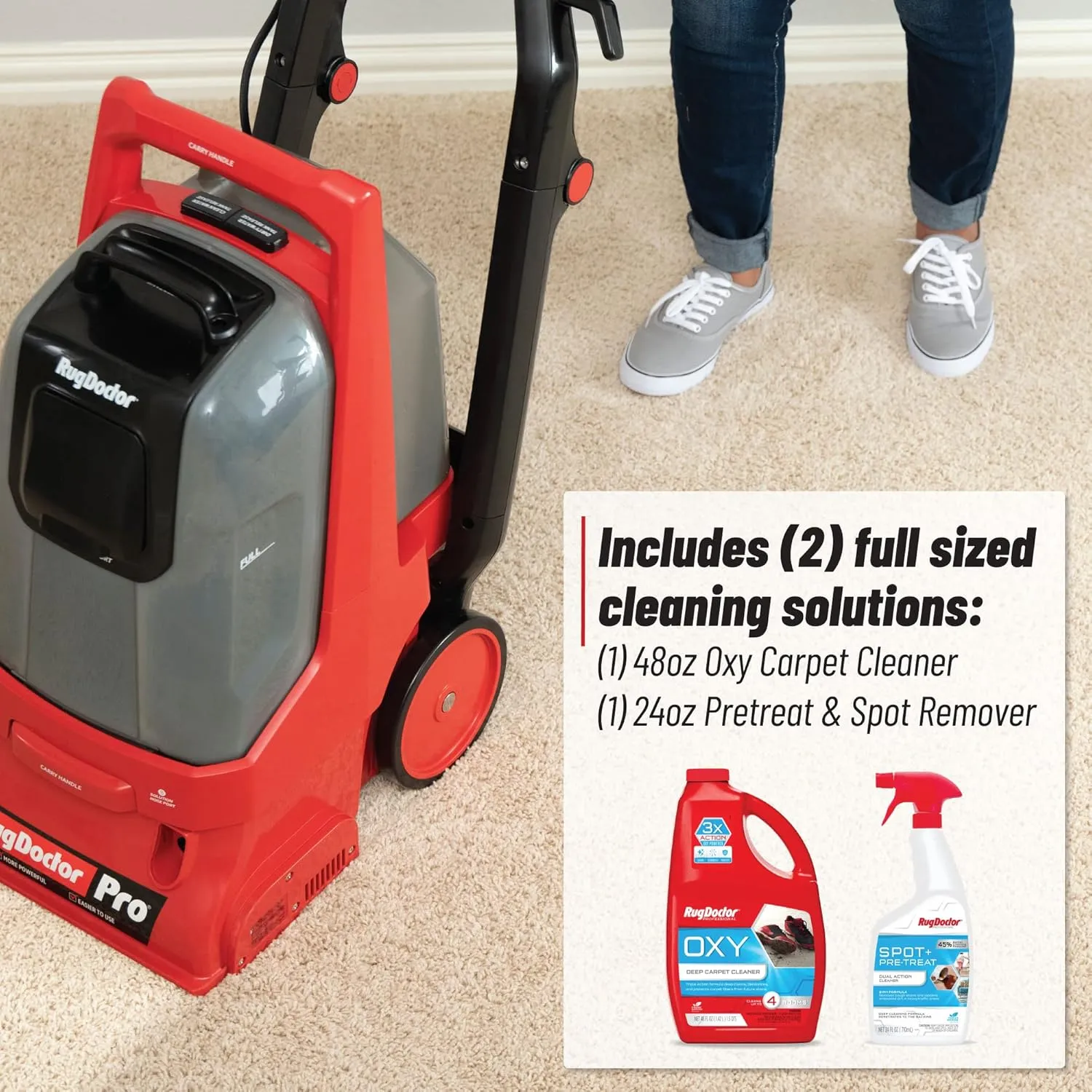Rug Doctor Pro Deep Commercial Carpet Cleaning Machine, Oxy Bundle, Includes 48 oz. Oxy Cleaning Solution and 22 oz. Professional Oxy Spot & Pre-Treat Cleaner