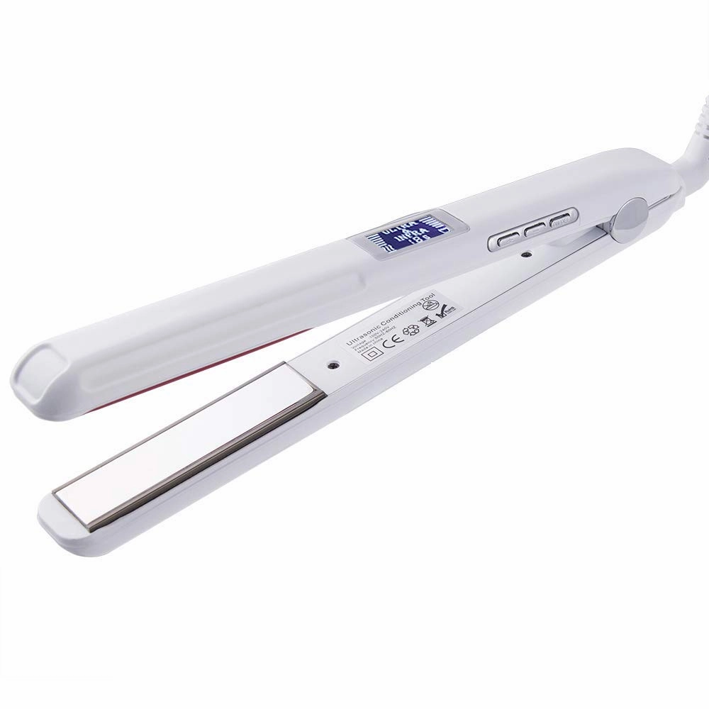 RZH 2021 Ultrasonic Infrared Hair Care Iron Professional Cold Iron Hair Care Treatment Recovers The Damaged Hair Hair Treament Styler Infrared Hair Straightener Ceramic Flat Iron White
