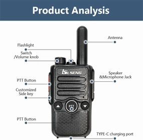 S6 FRS Rechargeable Business Walkie Talkie Set,Portable 16 Channels Two Way Radio Communicator 2 Pack with Double PTT, Flashlight,Handsfree kit,Black, Li-ion Battery and Charger