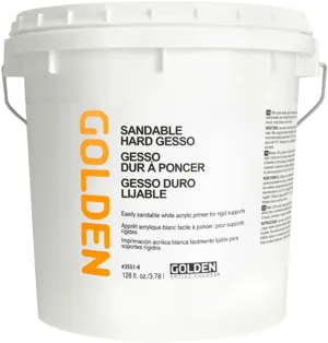 Sandable Hard Gesso by GOLDEN, 128 fl. oz. Jar, Professional Acrylic Gesso, Opaque