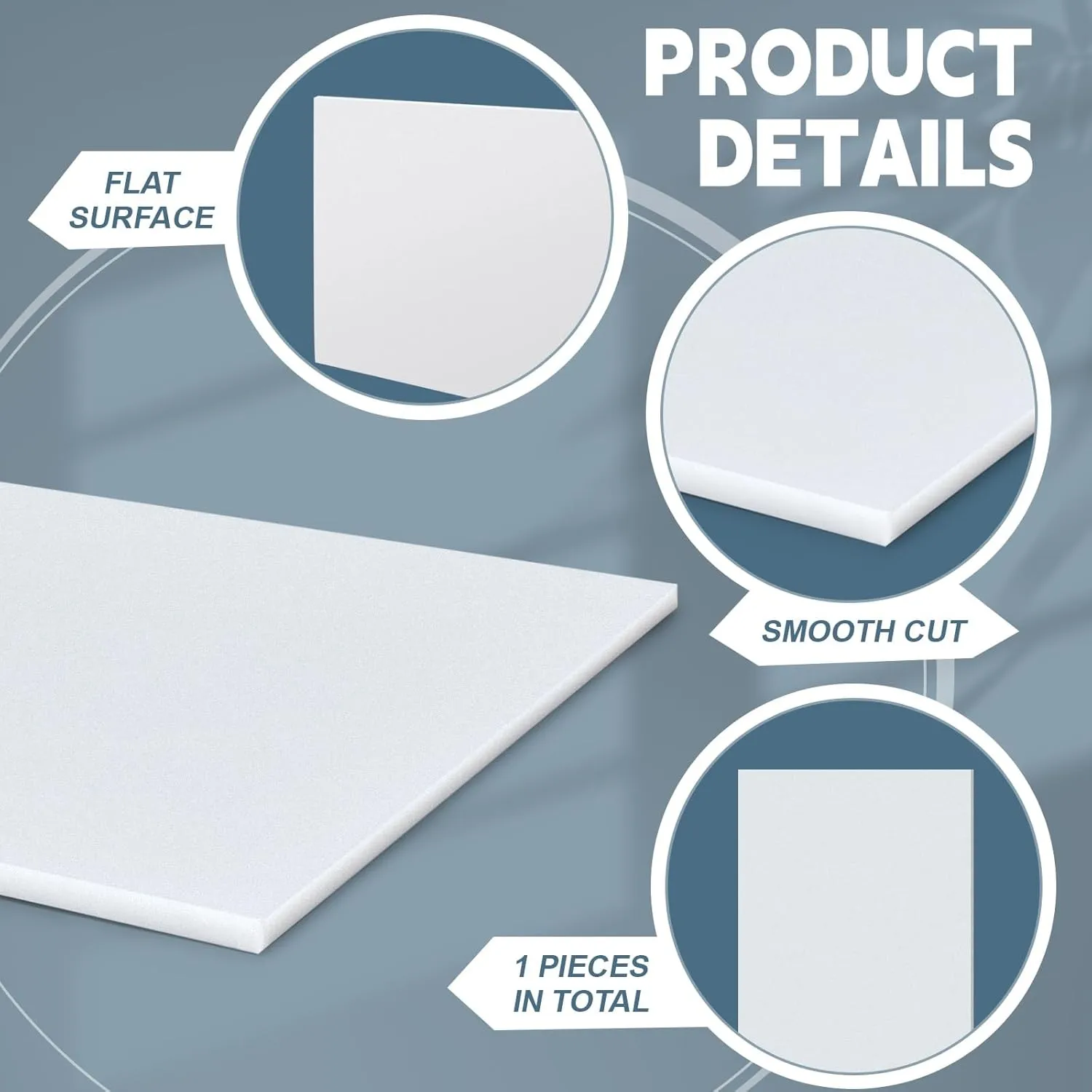 Sasylvia HDPE Sheet 1/2 Thick, HDPE Plastic Sheet Flexible High Density Polyethylene Board Solid Plastic Block for DIY Projects for Machining Home (1 Pcs,White,24'' X 48'')