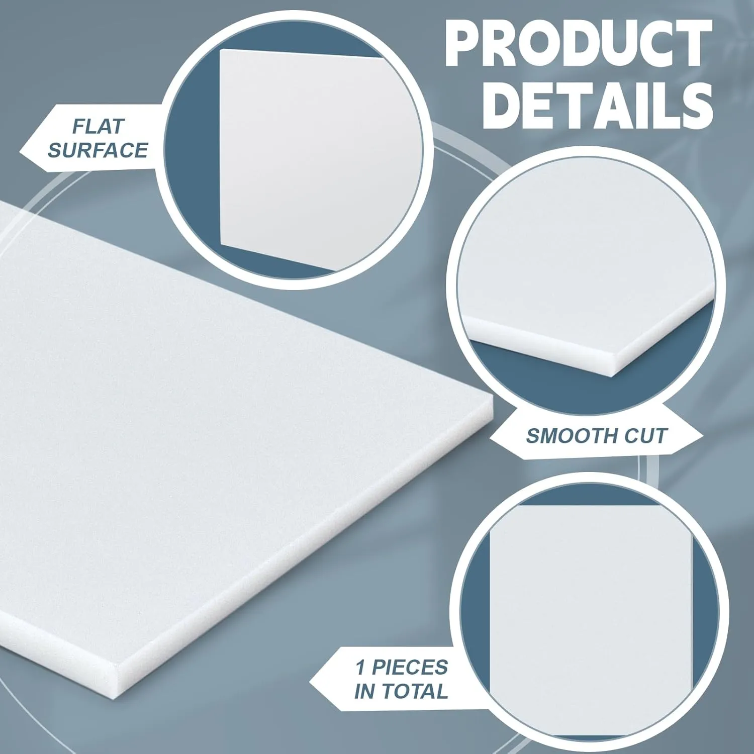 Sasylvia HDPE Sheet 1/2" Thick, HDPE Plastic Sheet Flexible High Density Polyethylene Board Solid Plastic Block for DIY Projects for Machining Home (1 Pcs,White,24'' X 36'')