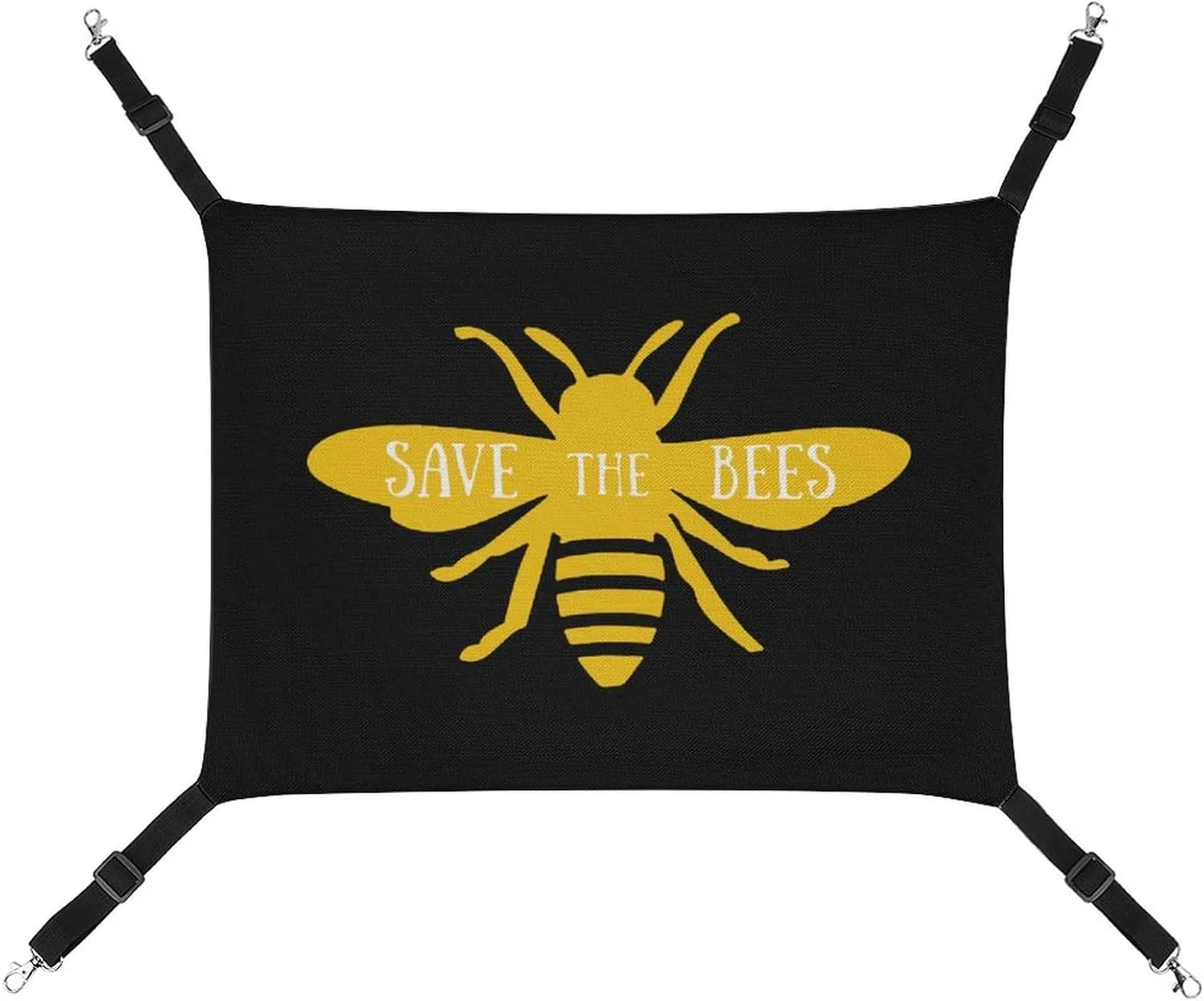 Save The Bees Cat Hanging Hammock Soft Breathable Pet Cage Dog Hammock with Adjustable Straps and Metal Hooks