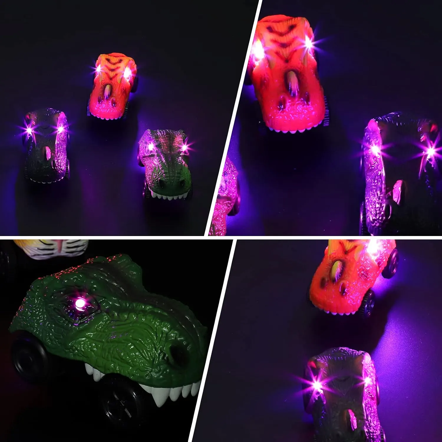 Save Unicorn Tracks Cars only Replacement, Race Cars for Tracks with 3 Flashing LED Lights, Racing Car Track Accessories Glow in The Dark, Compatible with Most Tracks for Kids Boys and Girls(3pack)