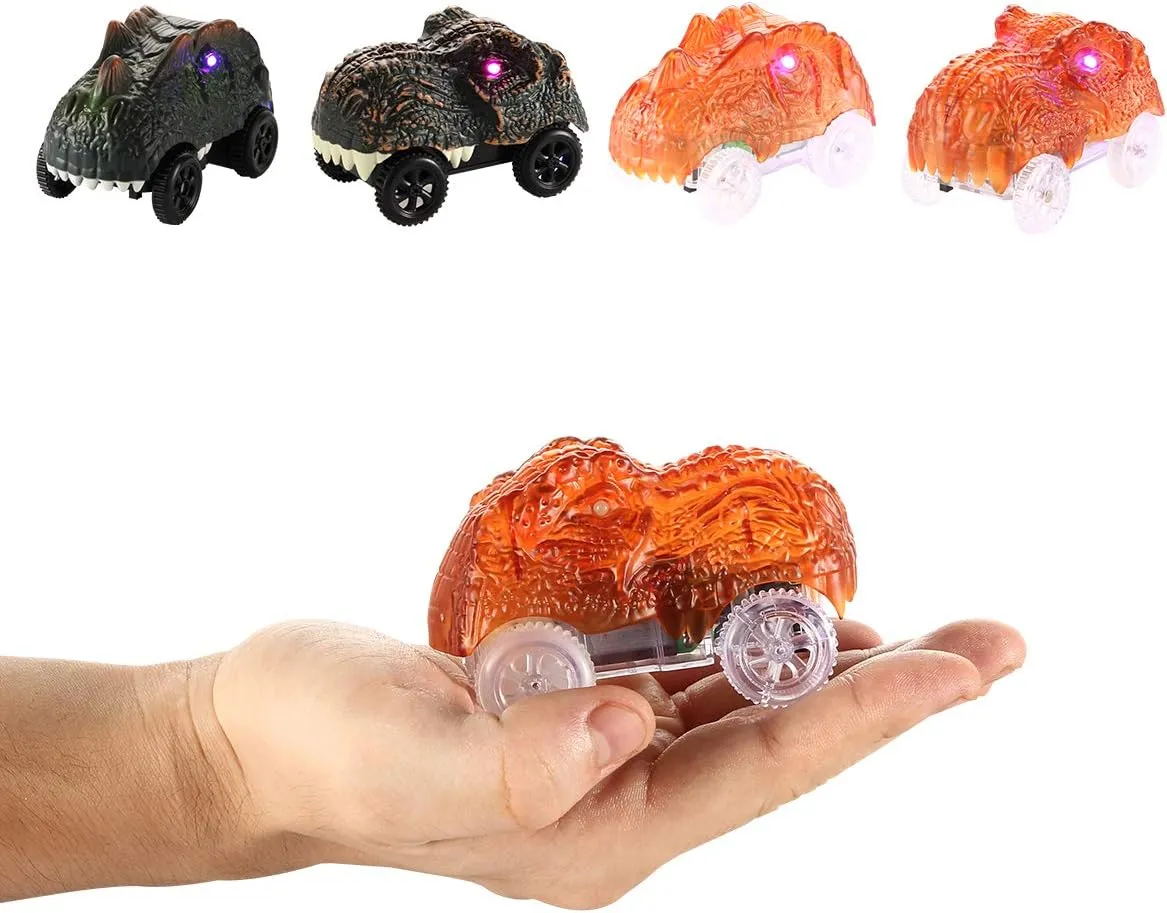 Save Unicorn Tracks Cars only Replacement, Race Cars for Tracks with 3 Flashing LED Lights, Racing Car Track Accessories Glow in The Dark, Compatible with Most Tracks for Kids Boys and Girls(3pack)