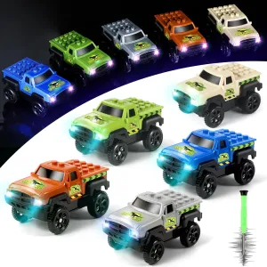 Save Unicorn Tracks Cars Replacement only,Track Cars for Tracks Glow in The Dark, Car Tracks Accessories with 3 Flashing LED Lights, Compatible with Most Car Tracks for Kids Boys Girl(5pack)