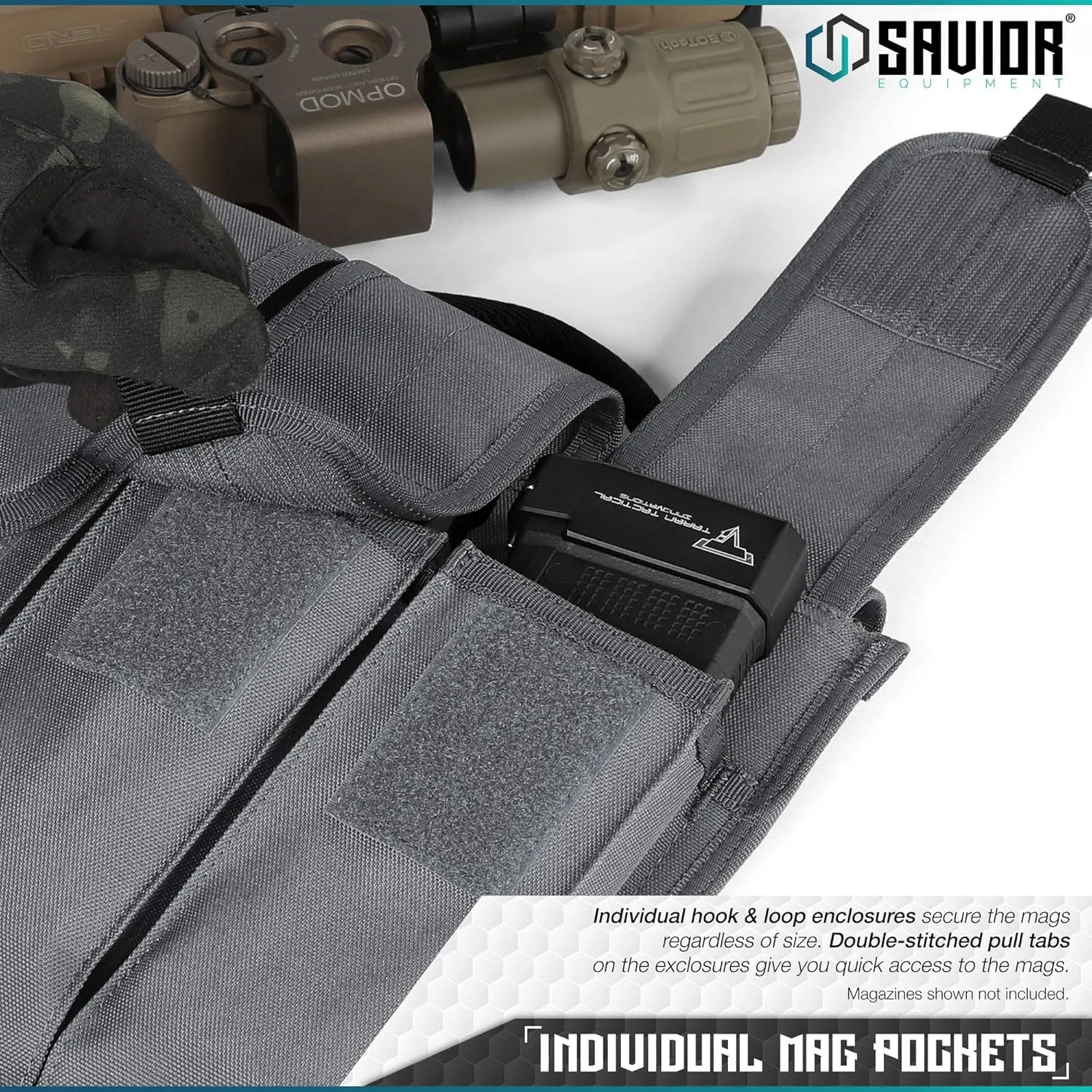 Savior Equipment Tactical Rifle & Pistol Magazine Pouch Carrier for M4 Carbine AR15 AK47 - Up to 6 Extended Mag, Adjustable Padded Shoulder Strap Included