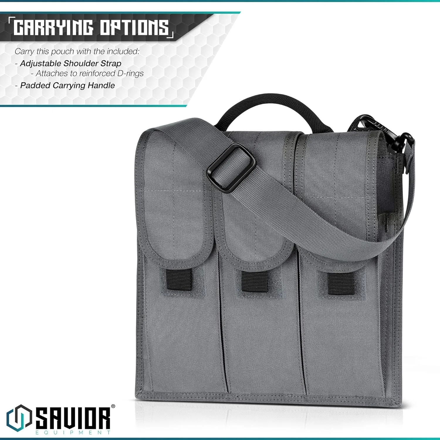 Savior Equipment Tactical Rifle & Pistol Magazine Pouch Carrier for M4 Carbine AR15 AK47 - Up to 6 Extended Mag, Adjustable Padded Shoulder Strap Included