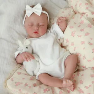 SCOM Lifelike Reborn Baby Dolls - 18 Inch Sleeping Real Life Realistic Newborn Baby Doll with Soft Cloth Body, Sleeping Eyes and Cute Feeding Accessories Toy, Gift for 3  Year Old Girls Boys Kids