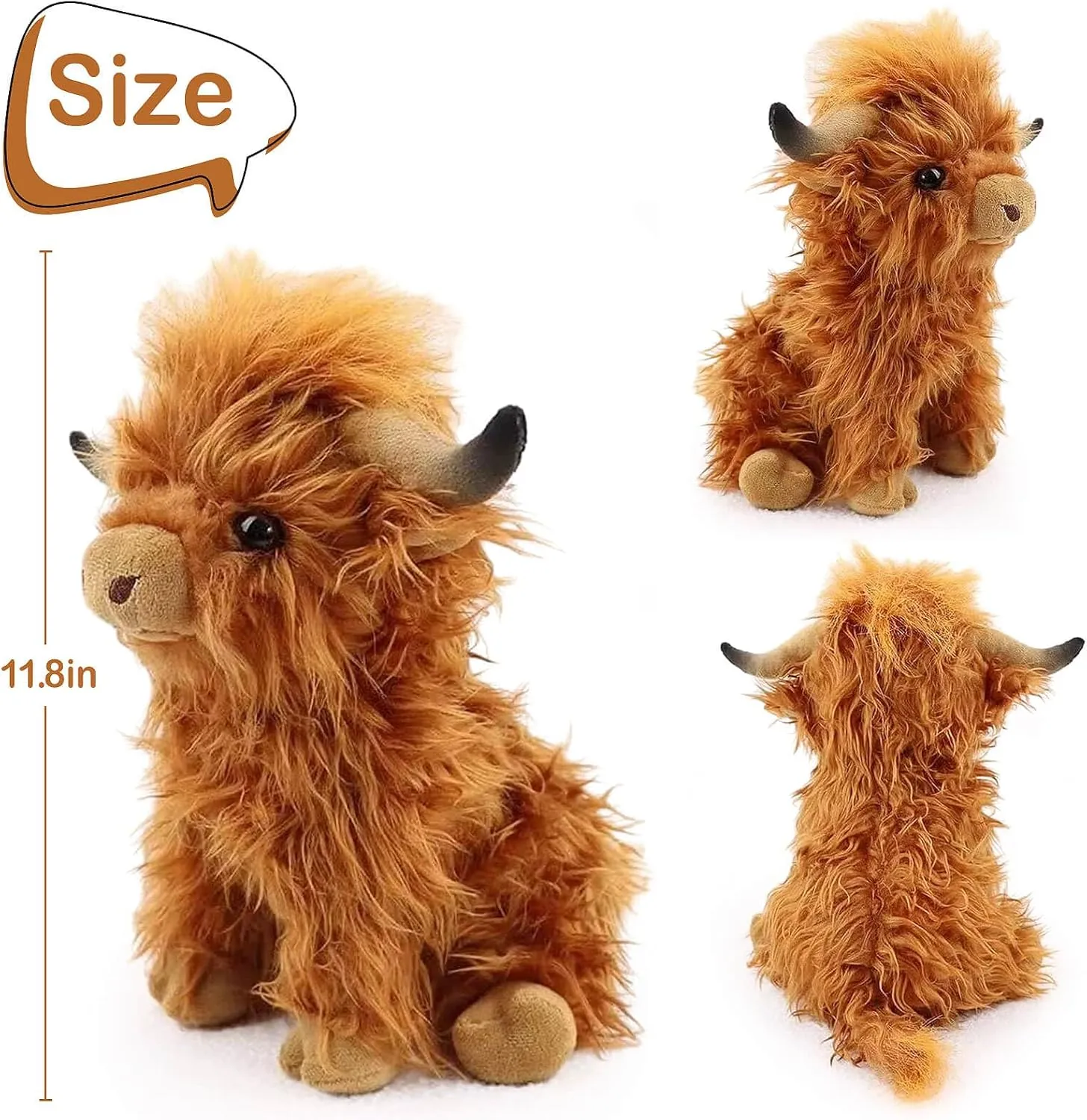 Scottish Highland Cow Plush, Cute Realistic Cow Stuffed Animals Soft Farm Plushie Toy, Highland Cow Accompany Plush Toy Birthday Gifts for Kids Adults