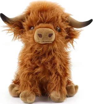 Scottish Highland Cow Plush, Cute Realistic Cow Stuffed Animals Soft Farm Plushie Toy, Highland Cow Accompany Plush Toy Birthday Gifts for Kids Adults