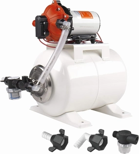 SEAFLO Marine Water Pump 12 V DC 60 PSI 5.5 GPM 2 Gallon Accumulator Tank System | Accumulator Pressure Boost System for Smooth and Quiet Operation | 4-Year Warranty