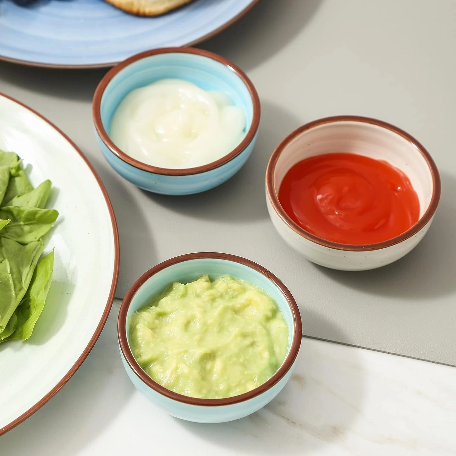 Selamica Ceramic Dipping Bowls, 2.7 Oz Soy Sauce Dish Set, 3 inch Small Dip Bowl for Side Dish, Appetizers, Set of 6, Gradient Color