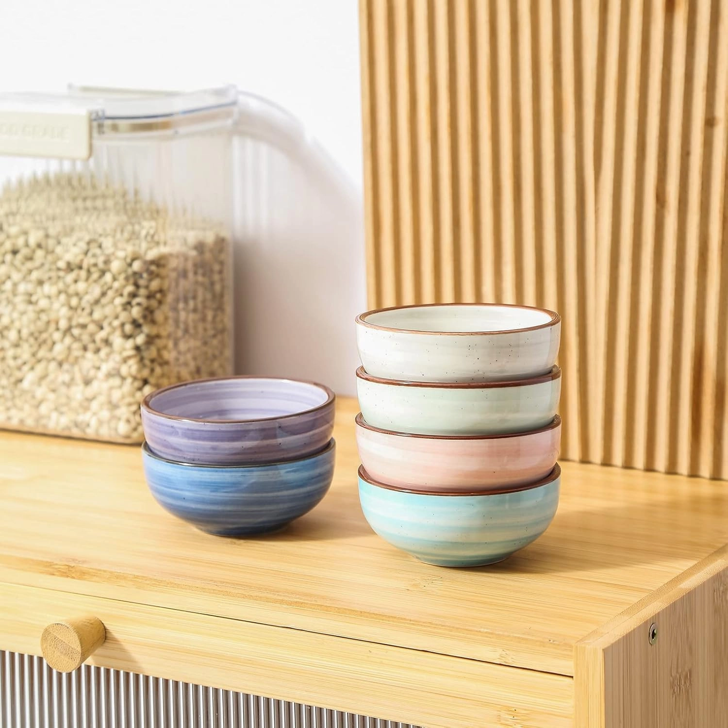 Selamica Ceramic Dipping Bowls, 2.7 Oz Soy Sauce Dish Set, 3 inch Small Dip Bowl for Side Dish, Appetizers, Set of 6, Gradient Color