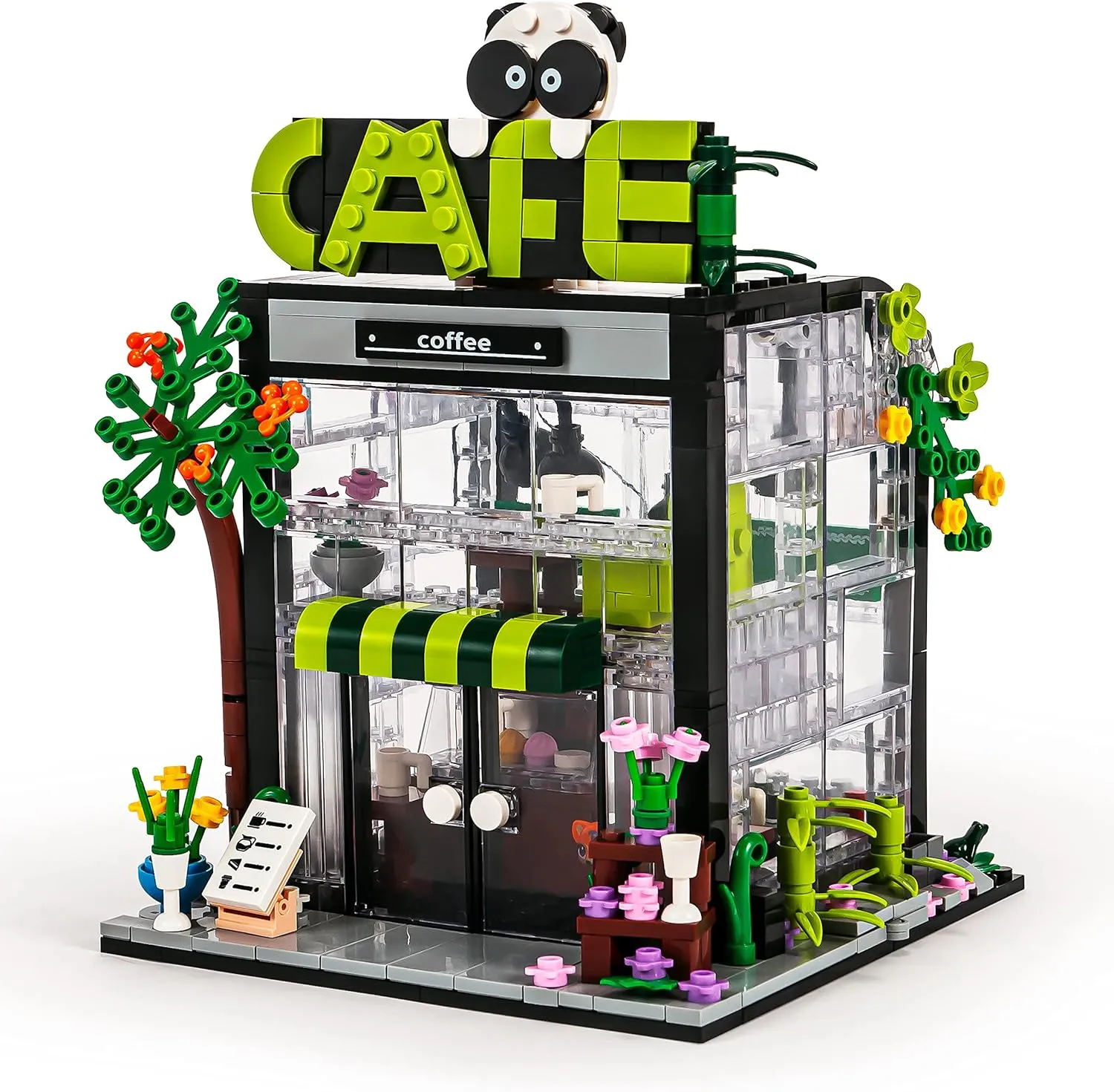 SEMKY City Series Coffee House Building Blocks Set with LED Lights, (589Pieces) Creative House Model Gifts for Kid and Adult