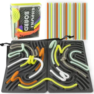 Sensory Activity Board, Foldable Silicone Sensory Fidget Toys for Kids& Adults, Larger Double-Sided Fidget Board for Calming Stress ADHD& Autism, Quiet Mess-Free Toys- Portable Travel Bag& 22 Strings