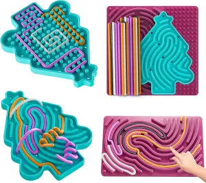 Sensory Activity Board, Silicone Fidget Toys, Duble Sided Design Kids Busy Board for Focus,Stress Relief, Anxiety, ADHD and Calm Down (Purple Christmas Tree, Standard-6.7"*4.3")