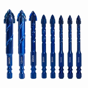 Serrated Masonry Drill Bit Set, 8 Piece Cement Drill Bits, Ceramic Tile Concrete Drill Bits for Glass, Brick, Plastic, Tile, Wood, Hex Shank Twist Drill Set