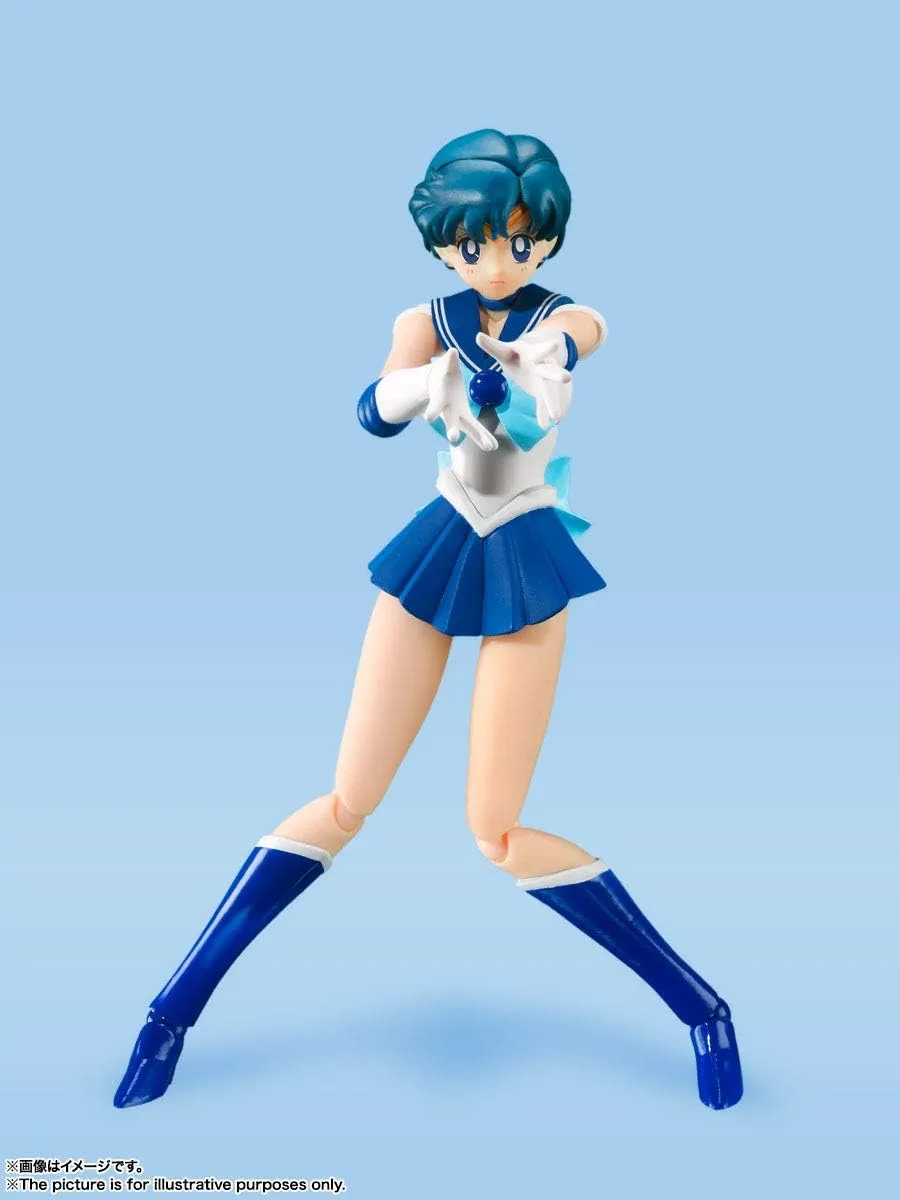 S.H. Figuarts Sailor Moon Sailor Mercury - Animation Color Edition - (Resale Version), Approx. 5.5 inches (140 mm), PVC & ABS Pre-painted Action Figure