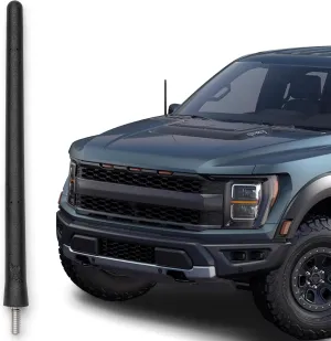 Short Rubber Antenna for Ford F-150 (2009-2025) - Bronco (2021-2025) USA Stainless Steel Threading, 6 3/4 Inch Truck Accessory, Car Wash Proof, Easy Installation, Enhanced Reception w/Copper Coil