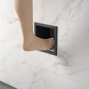 Shower Niche, 304 Stainless Steel Wall Niche Shower Stool for Bathroom, Recessed Shower Footrest w/Over Mount Installation, No Tile Needed (Matte Black, 4.8''x6'')