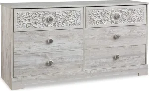 Signature Design by Ashley Paxberry Bohemian 6 Drawer Dresser with Carved Medallion Pattern, White