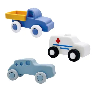 Silicone 3-in-1 Montessori Cars for Kids 3  Years, Baby Toys, Soft Baby Teething Toys, Sensory Developmental Education Toys for Toddler Baby, Infant Toys, Set of 3 (Multicolor 1)