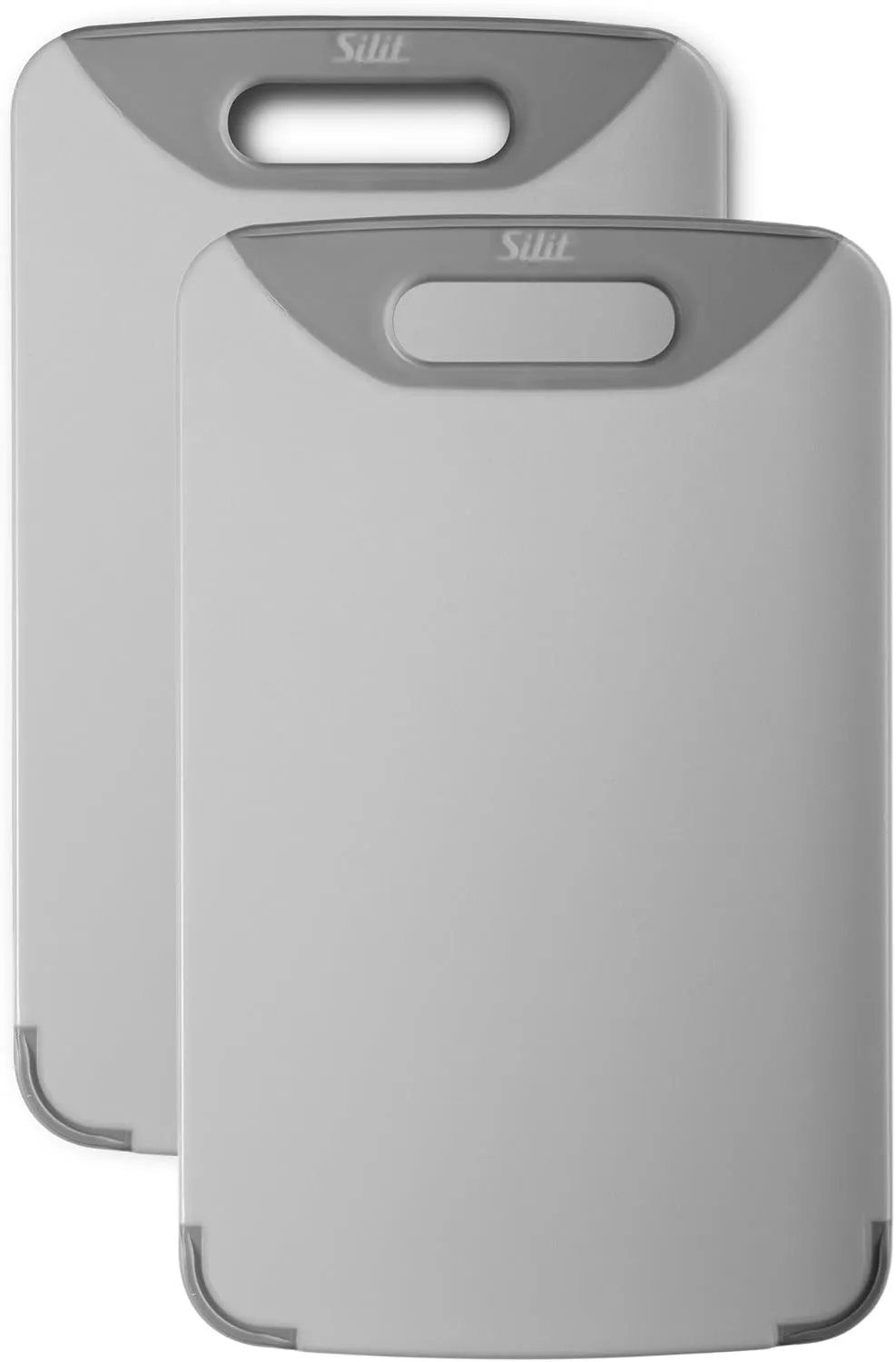 Silit Chopping Board Set of 2, 32 x 20 cm, Rectangular, Plastic, Practical Handle, Dishwasher Safe, Gentle on Blades