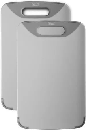 Silit Chopping Board Set of 2, 32 x 20 cm, Rectangular, Plastic, Practical Handle, Dishwasher Safe, Gentle on Blades