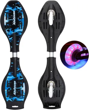 Simcat Caster Board, Skateboard with 360-degree Casters and Illuminating Wheels, Lightweight Durable Twistboard for Kids, Teenagers and Adults