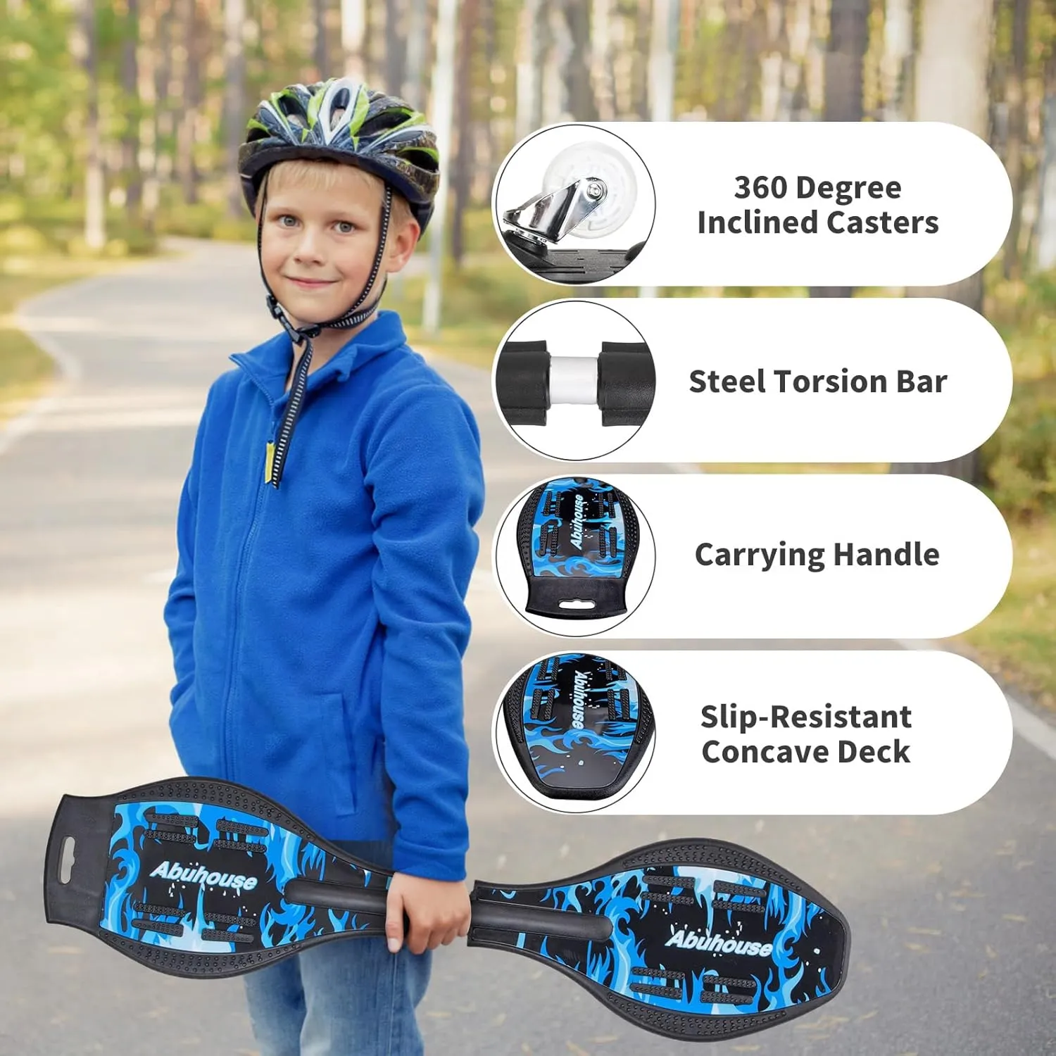 Simcat Caster Board, Skateboard with 360-degree Casters and Illuminating Wheels, Lightweight Durable Twistboard for Kids, Teenagers and Adults