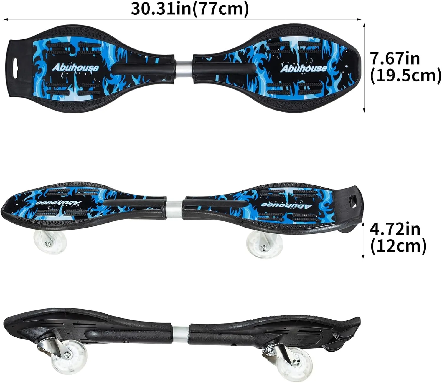 Simcat Caster Board, Skateboard with 360-degree Casters and Illuminating Wheels, Lightweight Durable Twistboard for Kids, Teenagers and Adults