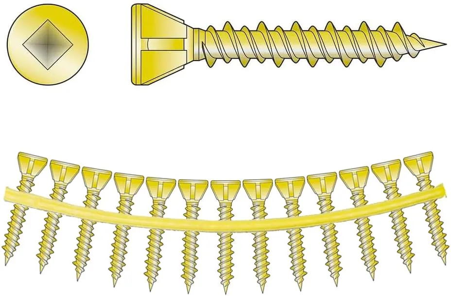 Simpson Strong-Tie MTHZ1S Strong-Drive MTH Wood Underlayment Screw (Collated) — 7 x 1 in. Yellow-Zinc (2500-Qty)