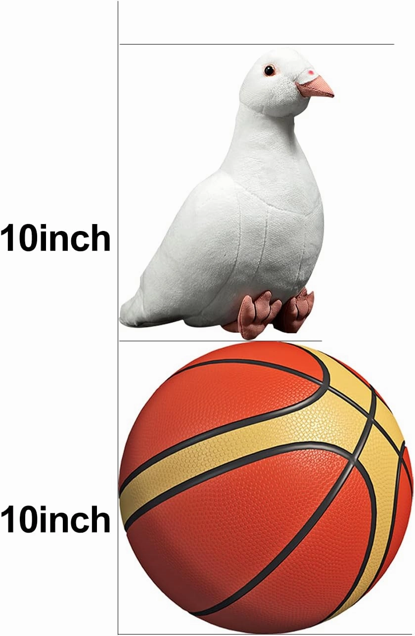 Simulation White Pigeon Stuffed Animal Toy - 10 inch Rock Pigeon Toys, Cute Pigeon as Gift for Kids (White Pigeon)
