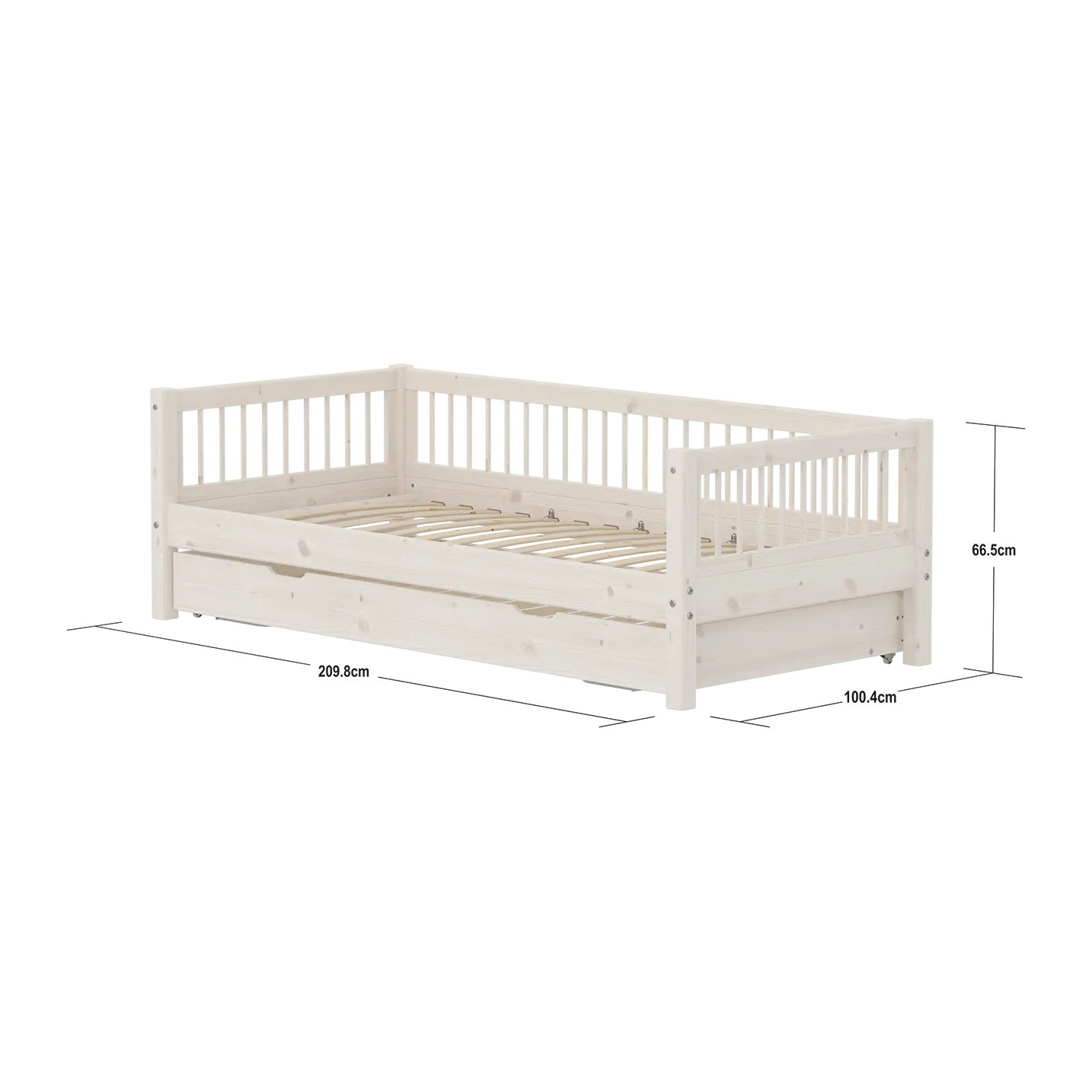 Single Bed with Guest Bed, 90x200 cm, White