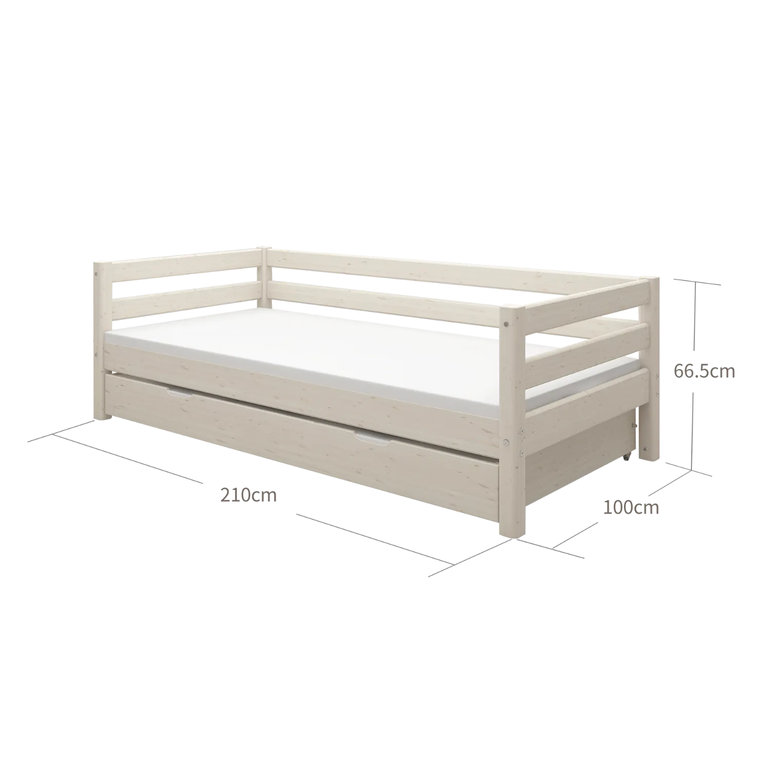 Single Bed with Pull-out Bed, 90x200 cm, White
