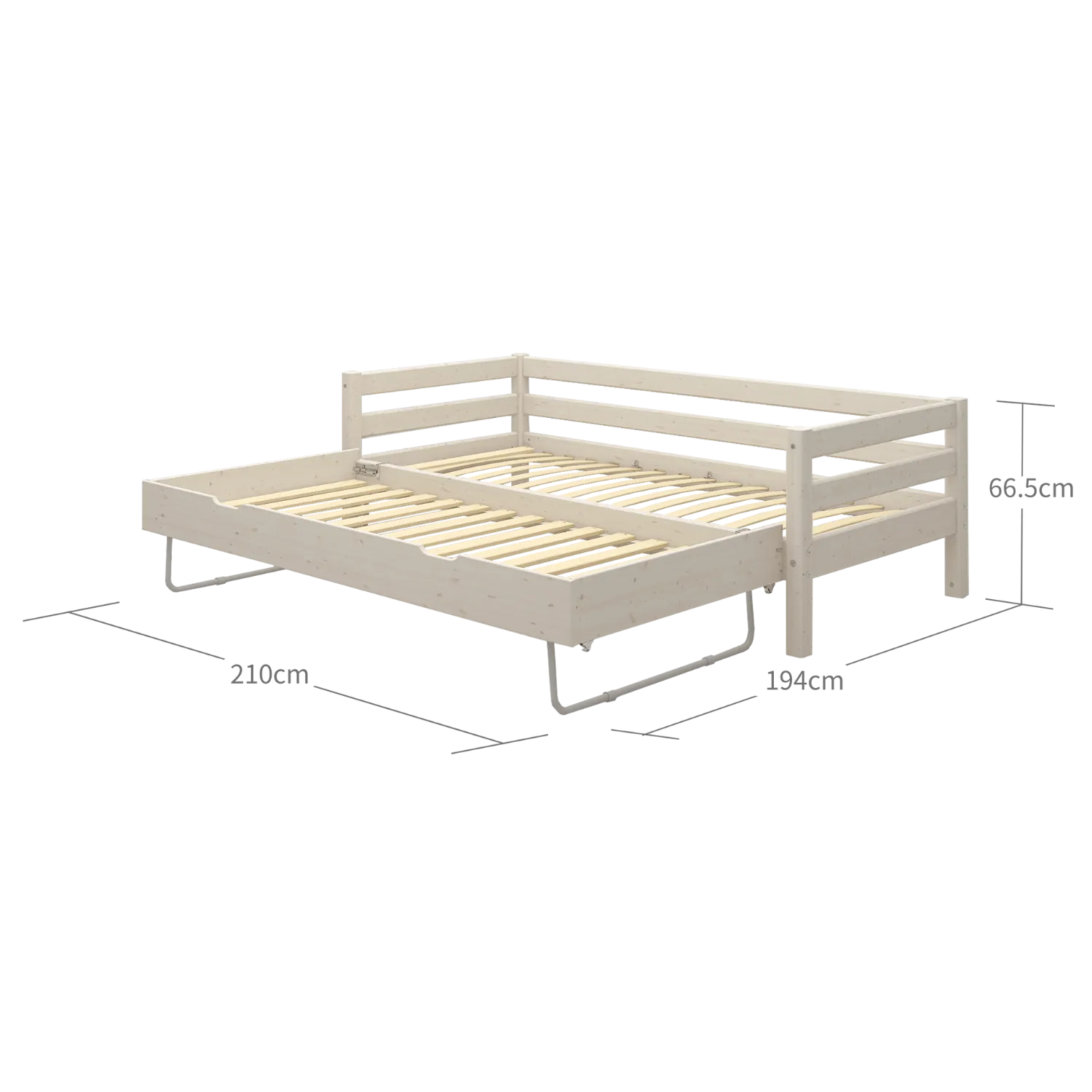 Single Bed with Pull-out Bed, 90x200 cm, White