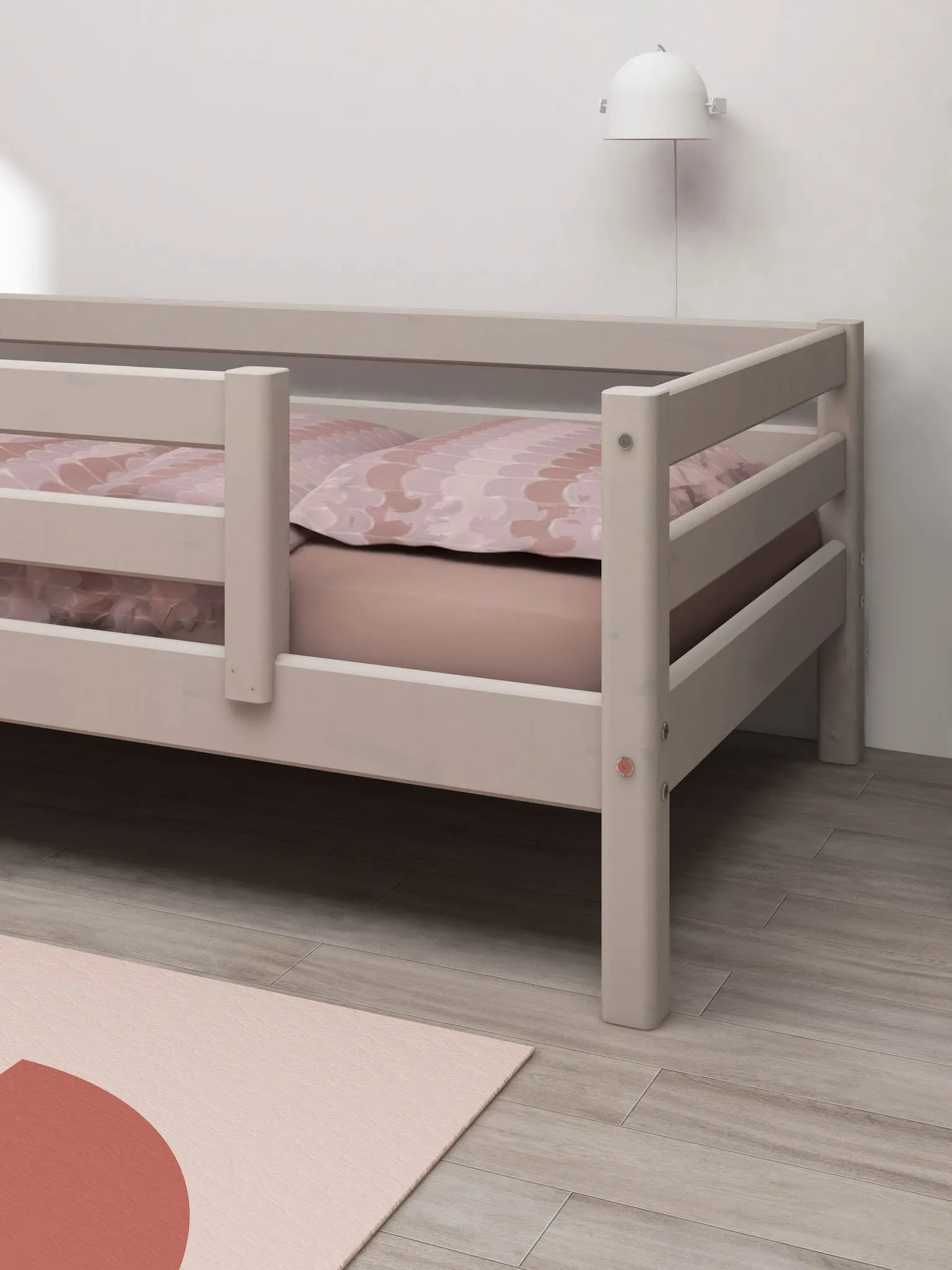 Single Bed with Safety Rail, 90x200 cm, Grey