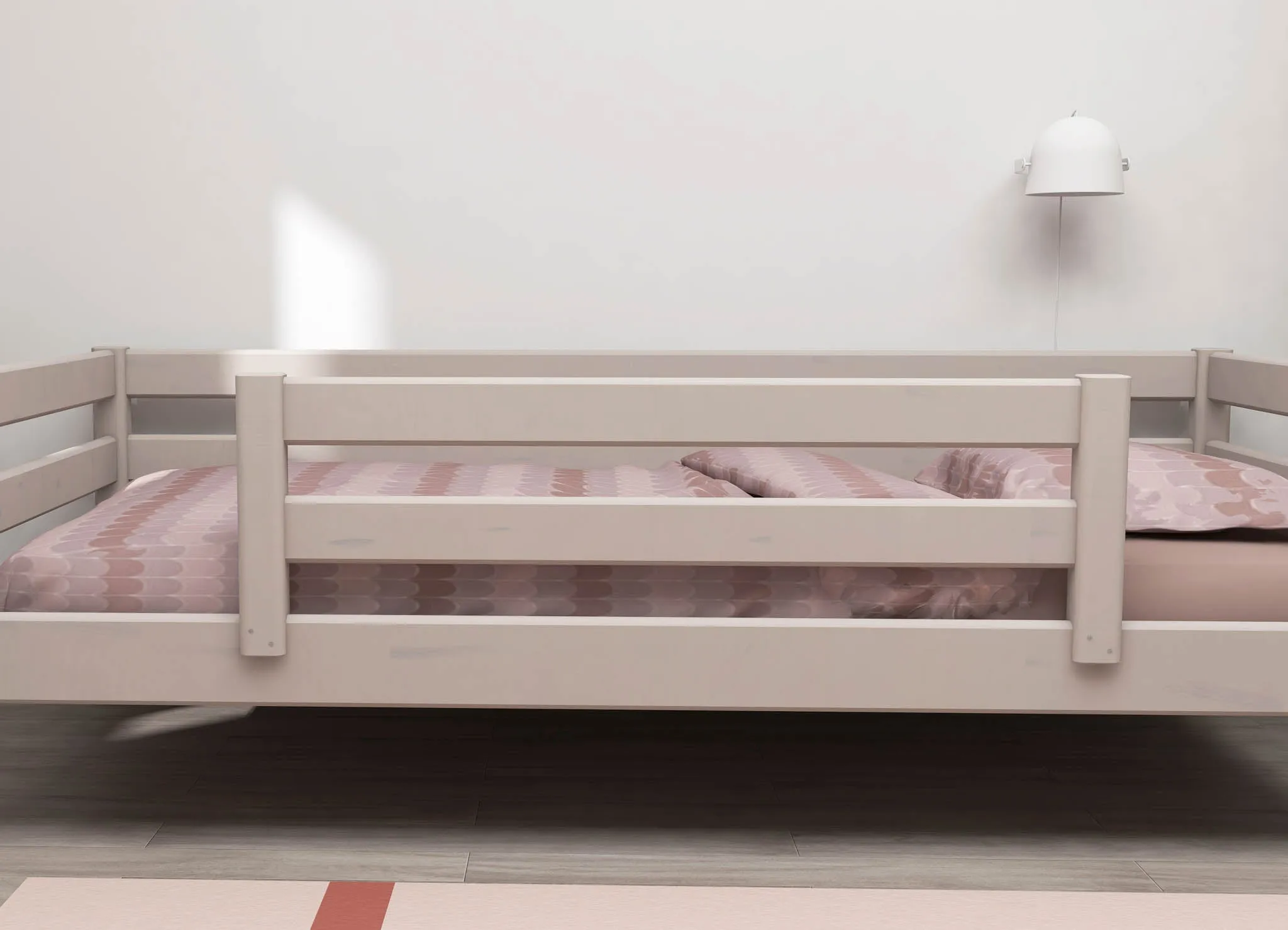 Single Bed with Safety Rail, 90x200 cm, Grey