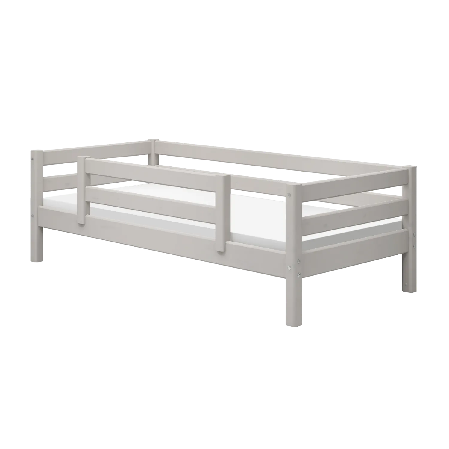 Single Bed with Safety Rail, 90x200 cm, Grey