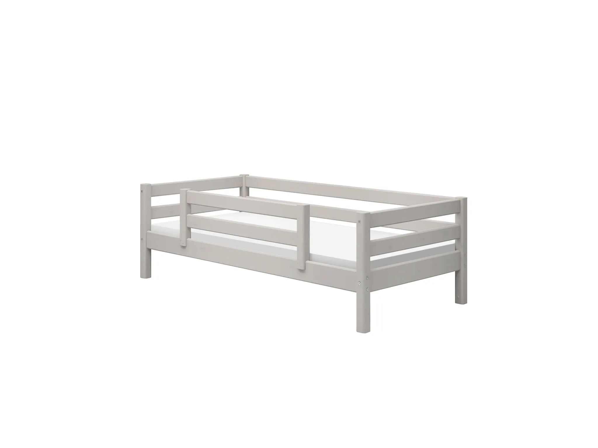 Single Bed with Safety Rail, 90x200 cm, Grey