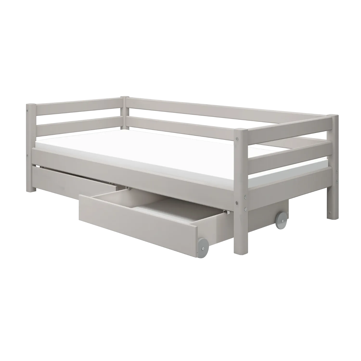 Single Bed with Storage, 90x200 cm, Grey