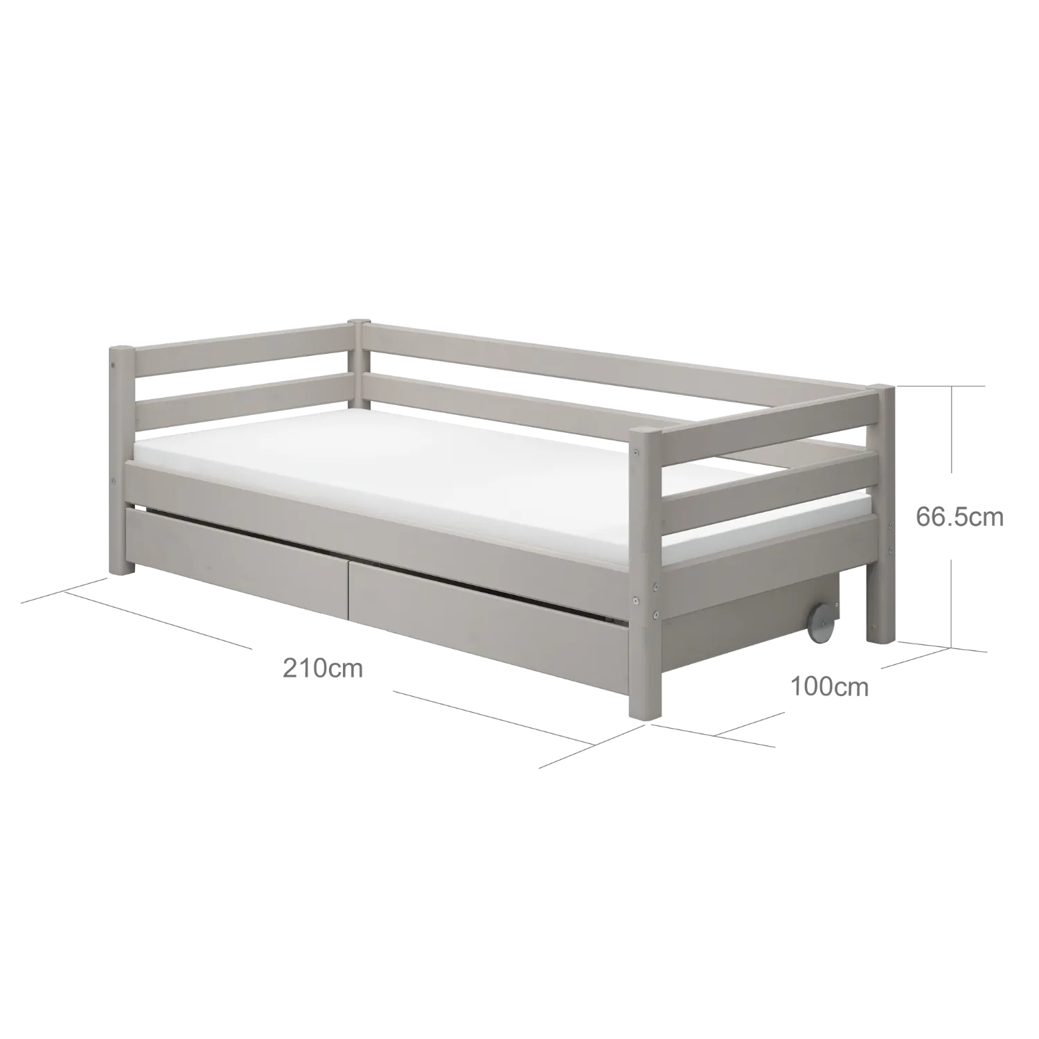 Single Bed with Storage, 90x200 cm, Grey