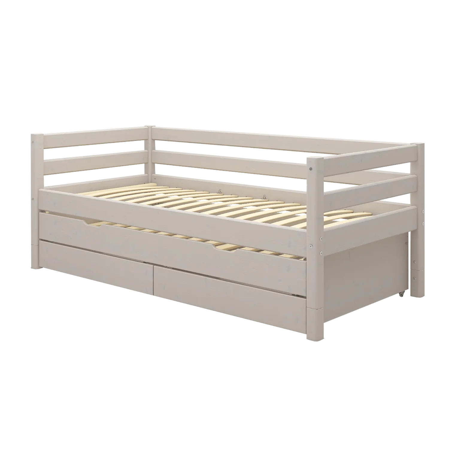 Single Bed with Storage, 90x200 cm, Grey
