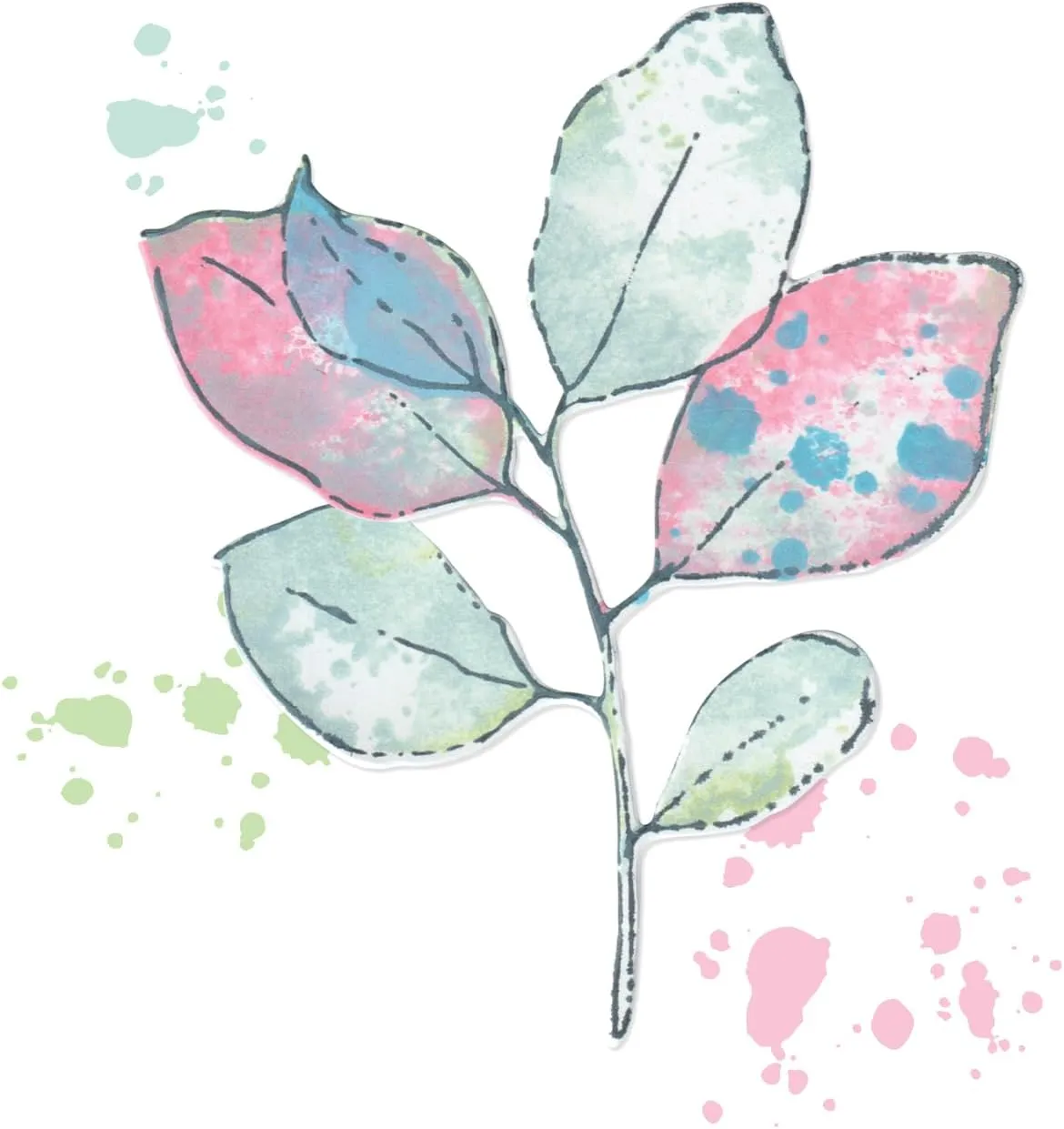 Sizzix A5 Clear Stamps & Framelits Dies - Painted Pencil Leaves by 49 and Market
