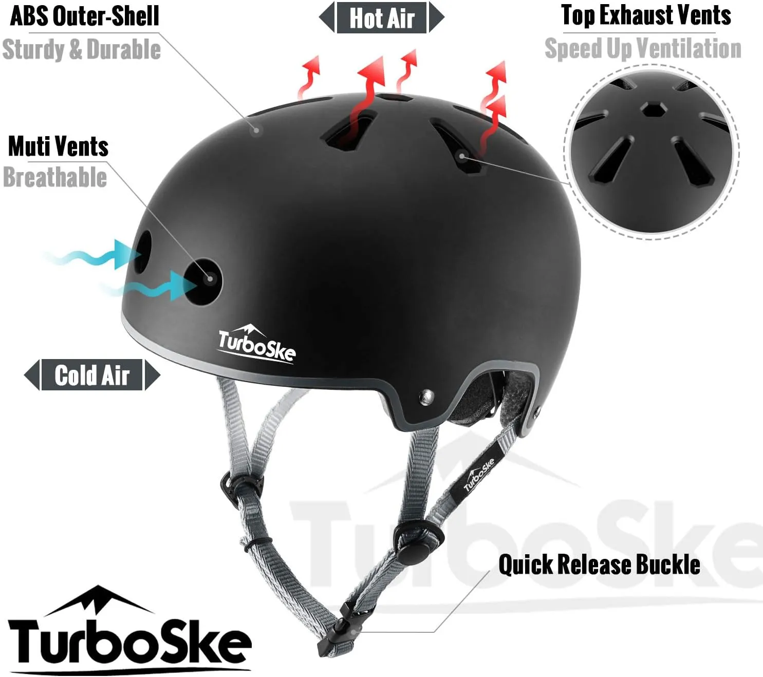 Skateboard Helmet, BMX Helmet, Multi-Sport Helmet, Bike Helmet for Kids, Youth, Men, Women