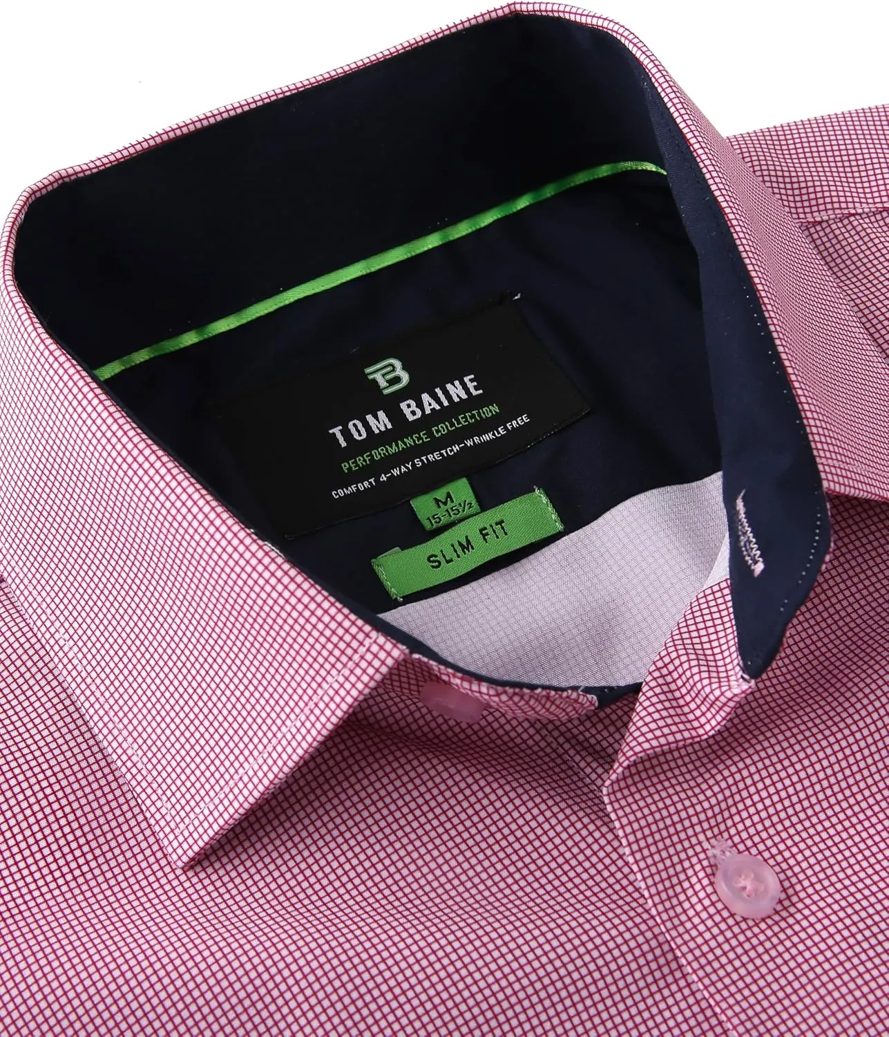 Slim Fit Performance Long Sleeve Mini Plaid Casual Button Down Shirt