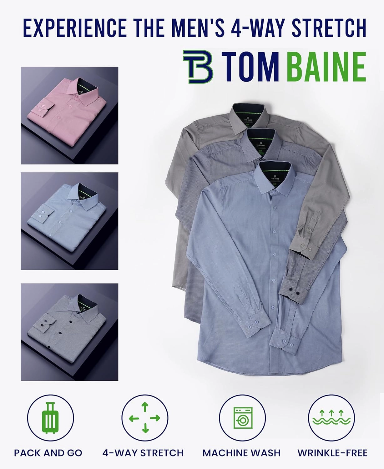 Slim Fit Performance Long Sleeve Mini Plaid Casual Button Down Shirt