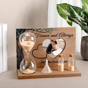 Sliner Unity Sand Ceremony Kit Unity Hour Glass for Wedding Sand Set Wedding with Magnetic Wood Base Hourglass Mini Bottle for Bridal Party Valentine‘s Day(5 Pcs,Classic)